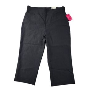 Normcore Tummy Control Black Cropped Capri Pants Minimalist Style Size 14